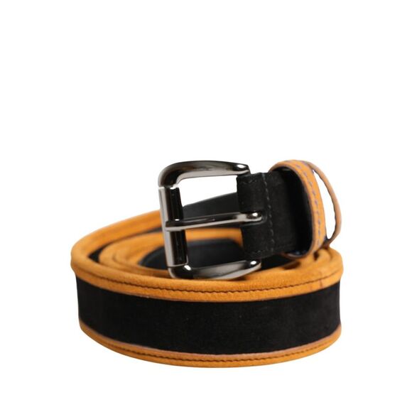Dolce & Gabbana Men Black Orange Polyester Metal Buckle Men's Belt
